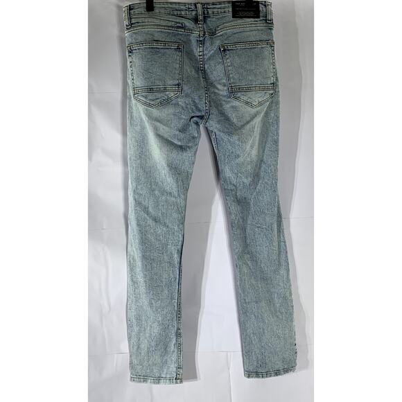 ZARA Men’s Light Blue Wash Denim Distressed Slim-Leg Button-Fly Jean SZ 32 - Picture 2 of 12